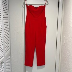 Express red strapless jumpsuit